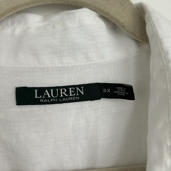 Lauren Ralph Lauren Linen Shirt Womens Sz 3XL White Tunic Long Sleeve Minimalist - Picture 3 of 11